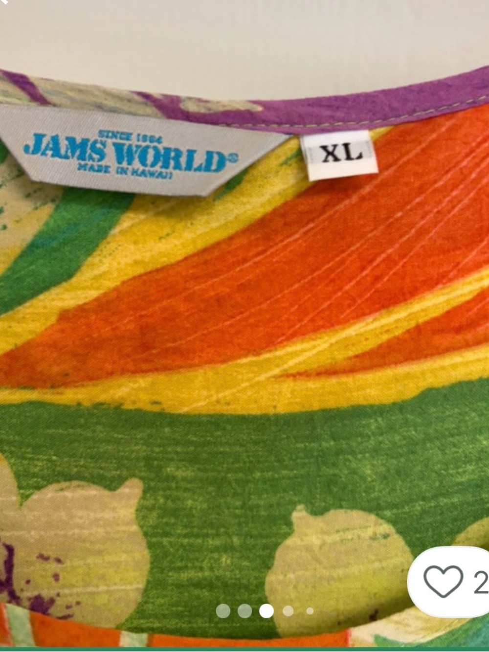 Jams world, Green Multi-Color Tropical Print Women’s Top - Picture 2 of 7